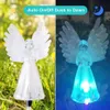 Anjo solar luzes ao ar livre decoração do jardim paisagem housewarming presente cemitério led estaca gramado quintal pátio noite lâmpada 240108