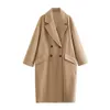 PB ZA automne/hiver femmes unisexe mi-longueur Double boutonnage coupe-vent manteau en laine 240108