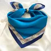 Luna Dolphin Bahar Küçük Kare Eşarf 53x53cm% 100 Doğa İpek Beyaz Mavi Yumuşak Bandanas Kafa Bantları Çanta Şerit Lady Kerchief 240108