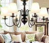 Chandeliers LED Rustic American Style Linen Lampshade Chandelier For Bedroom Living Room Foyer Study El