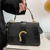 Bolsa feminina com padrão de crocodilo 2024 nova textura de alta qualidade e bolsa crossbody elegante, bolsa de ombro único coreana de alto valor estético