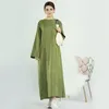 Roupas étnicas Dubai Turquia Vestido Vestido Breve Casual Sólido Algodão Linho Vestidos para Mulheres Ramadan Eid 2024 Árabe Malásia Roupas