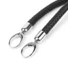 2pcs PU Leather Black Braided Rope Handles for Handbag Shoulder Bag Strap Handmade DIY Accessories Silver Metal Hook Buckle 240108