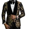 Floraler Jacquard-Blazer für Männer, Abschlussball, afrikanische Mode, schmale Passform mit Samt-Schalrevers, männliche Anzugjacke, Hochzeit, Bräutigam, Smoking 240108