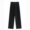 Deeptown Straight Formal Suit Pants Women Autumn Black Slacks Korean Fashion Classic Office Ladies Loose Palazzo Trousers