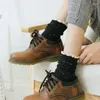 Women Socks Japanese Colorful Dot Cotton Frilly Ruffle Lace Trim Patchwork Thick Cable Knit Slouch Boot