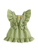 Robes de fille Adorable robe d'été pour bébés filles - Style princesse trapèze avec manches à volants, détail de nœud et embellissements de fleurs