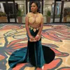 Hunter Green Velvet Prom Dresses Plus Size Illusion Sexig sjöjungfru Lace Formella kvällstillfällen klänningar för afrikanska svarta kvinnor födelsedagsfestklänning engagemang NL420