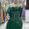 EBI 2024 ASO Dark Green Mermaid Dress Lace Pearls Kryształy wieczór formalny impreza Druga recepcja urodzinowe suknie zaręczynowe sukienki szata de soiree ZJ418 es