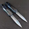 Bıçak Micro Mavi Titanyum Troodon Savaş Au/To Bıçak 440C Çelik Bıçak 57HRC Çinko Alüminyum Alaşım Tutamak Açık Dış Mekan Kendi Savunma Bıçakları
