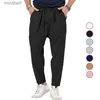 Mäns byxor Men Loose Casual Pants Summer Male Solid Color Fashion Harem Pant 2023 Ny vårjusterbar midjejoggare Sportbyxor YQ240108