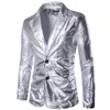 Costumes bronzants brillants or argent Blazer hommes Faux cuir mince costume pantalon noir mode fête de mariage scène Costumes 240108