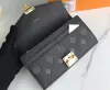 Fashion designer wallets luxury purses womens envelope wallet high-quality embossed flower letter credit card holder money clutch bags