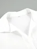 Bluzki damskie białe eleganckie biuro Kobiety Koszule Paski Town Down Kołnierz podzielony lniana 2024 Spring Kobiet Kobiet Długie rękawy