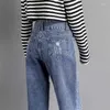 Damenjeans Koreanische Streetwear Zerrissene Capris Frauen Y2k Lässige lose Denim-Haremshosen Vintage Baggy Beggar Vaqueros Frühlingspantalones