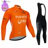 Cykeltröja sätter Euskadi Team Winter Thermal Fleece Cycling Jersey Set Racing Bike Suit Mountian Bicycle Clothing Ropa Maillot Ciclismo Hombrel240108