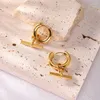 Creolen INS vergoldet Edelstahl T-Stick Anhänger für Damen Frauen Metall baumeln Ohrring wasserdicht Schmuck Großhandel