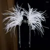 Hair Clips Feather Fairy Beauty Bride Crystal Hairpin Headdress Wedding Accessories