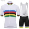 Conjuntos de camisetas de ciclismo Conjunto de camiseta de ciclismo de campeón del mundo 2020, ropa de ciclismo profesional blanca, traje de bicicleta de carretera, pantalones cortos con pechera, uniforme de MTB, Maillot CulotteL240108