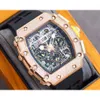 R I C H A RMENS Titta på Superclone AAA Mechanical Milles Watches RM 011 11-03 01gu Chronogarph GMT Skeleton Dail WRSitwatches Anti Scratch Sapphire Mirror Surface G6C0