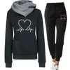 Femme Survêtement Deux Pièces Ensemble Hiver Chaud HoodiesPants Pulls Sweats Femme Jogging Femme Vêtements Costume De Sport Tenues 240108