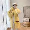 2024 frauen Winter Jacke Echt Granulat Schafschur Mantel Natürliche Fuchs Pelz Kragen Streetwear Dicke Warme Oberbekleidung Casual