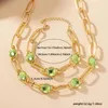 Halsbandörhängen Set Luxury Emerald Hollow Armband Chain Women Girls Gifts Gold Plating Fashion Jewelry Party Gift 2024 Style