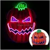 Party Masks Halloween Pumpkin Light Up Mask El Wire Scary For Festival Costume Cosplay Decoration Drop Delivery Home Garden Festive S DHQHH