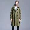 S-6XL Men Trench Coat Men's Lapel Trench Coat Double Breasted Jacket Long Spring and Autumn British Style Business Coats 240108