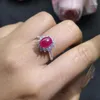 Anillos de racimo Joyería fina Anillo de rubí natural de 2 quilates Plata de ley 925 para el regalo de cumpleaños de su novia