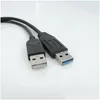 Cavi per computer Connettori S Nero USB 3.0 femmina a doppio 2 maschi con alimentazione extra Dati Y Cavo di prolunga per disco rigido mobile da 2,5 Otndk