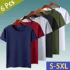 Skjortor 6st/parti t skjortor män kvinnor bomull sommar kort ärm solid manlig kvinnlig kvinnlig monterade tshirts topp tees oneck plus size tee skjorta muls