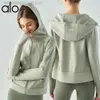 24SS Desginer Al Yoga Aloyoga Jacket Aloos Air Layer Спортивное пальто Женское осеннее платье на молнии с капюшоном Свободный топ для бега для фитнеса с длинными рукавами