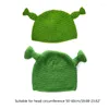 Berets Green Knit Beanie Hat Balaclava Women Autumn Winter Knitted With 2 Antennas Picture Props
