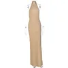 Freizeitkleider BoozRey Halter Rückenfrei Oberschenkel Hoch Split Maxikleid Für Frauen Mode Helle Seide Ärmellos Bodycon Club Party Sexy Lang