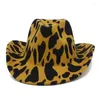Berets Cow Fedora Hats Women Men Wool Cap Sun Hat Western Cowboy Cows Trilby Jazz Caps Curl Brim Blower Fedoras