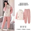 Women's Sleepwear Three-layer Clip Cotton Pajamas Women Flannel Quilted Female Warm Pijamas Mujer