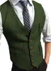 Terno formal masculino colete com decote em v tweed espinha de peixe vestido de negócios terno coletes para casamento 240106