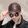 Male Genuine Leather 5660CM BlackBrown Baseball Caps Eagle Print For Man Casual Street Gf Gorras Dad Hat 240106