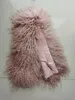 Kvinnors riktiga Mongolia Lamb Pälsscarf Vinter Varma halsduk Krage Natural Curl Pink Black 240108