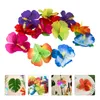Decorative Flowers 72Pcs Simulation Flower Hawaii Decors Fake Hibisci Ornaments(Random Color)