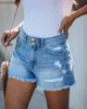 Damesshorts Damesmode Gescheurde hoog getailleerde opgerolde denim shorts Vintage gat Zomer Casual zakkorte jeans Dames Hotpants Shorts Hoge kwaliteit