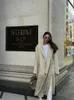 Elegancka solidna damska wełniana wełniana wełniana moda Lapel Long Sleved Pockets Płaszcz Autumn Winter Female Elegant Streetwear 240108