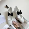 여자 디자이너 드레스 슈즈 보우 티 메리 제인 신발 흑백 펌프