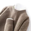 Herrtröjor 24 Höst och vinter 100 Pure Cashmere Sweater Crewneck tjock casual pullover ull stickad botten skjorta