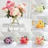 Decorative Flowers 6 Heads Artificial Silk Peony Flower Arrangement Craft Fake Bouquet Home Wedding Dinning Table Decoration DIY Room Decor