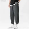 Pantaloni da uomo Pantaloni estivi alla caviglia da uomo Pantaloni sportivi larghi allentati in vita elastica Pantaloni Harem solidi per il tempo libero maschile Pantaloni sportivi dritti YQ240108