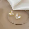 Stud Earrings Korean Design Fashion Jewelry 14K Gold Plated Sweet Shell Love Elegant Women's Daily Work Accessories