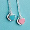 Iovo Designer Tiffanyset Pendentif Colliers Haute Edition t Accueil Émail Double Coeur Collier 925 Sterling Argent Amour Bleu Rose Rouge Collier En Forme De Coeur Chaîne Li