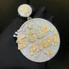 Bijoux de créateurs Vente chaude Hip Hop S925 VVS Moissanite Nouvelle grande lettre lourde Self Made Pendentif Forme ronde Étoile gravée Glacé Bling Plein Pavé Hommes